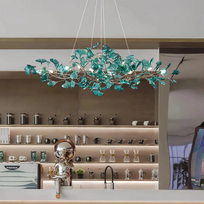 Colorful Glass Ginkgo Leaf Chandelier - Zelno Lighting