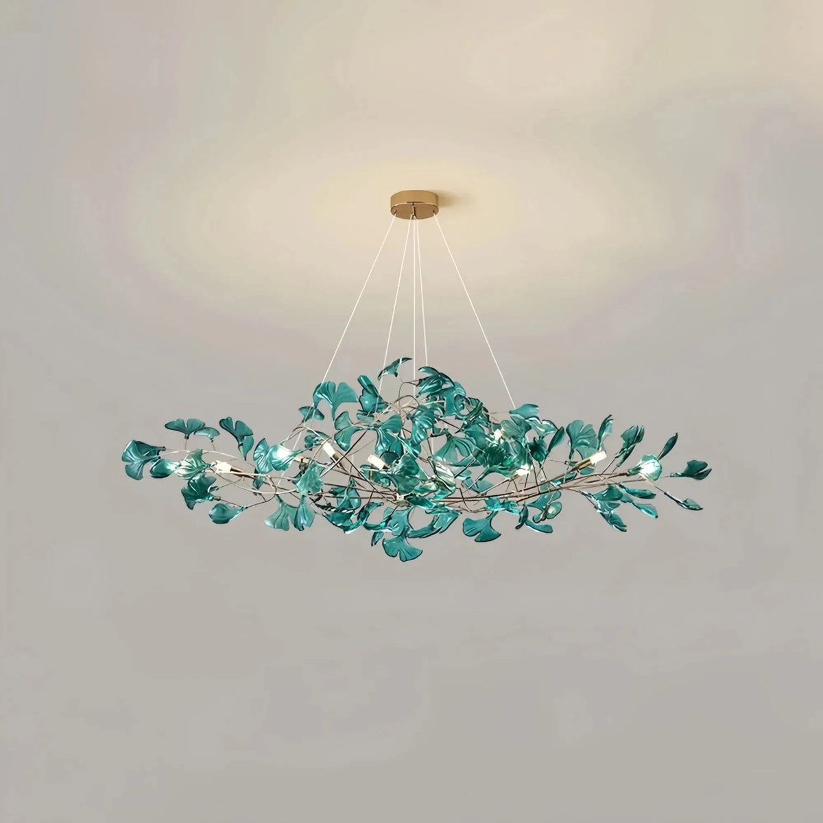 Colorful Glass Ginkgo Leaf Chandelier - Zelno Lighting