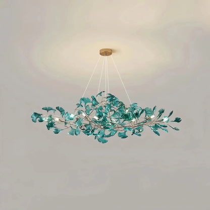 Colorful Glass Ginkgo Leaf Chandelier - Zelno Lighting