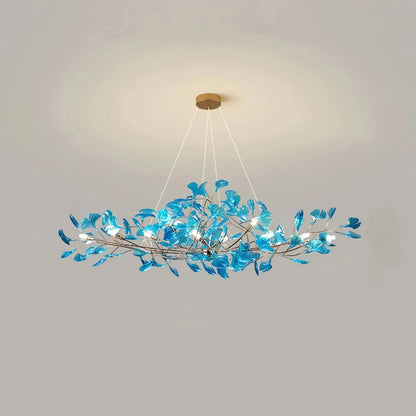 Colorful Glass Ginkgo Leaf Chandelier - Zelno Lighting