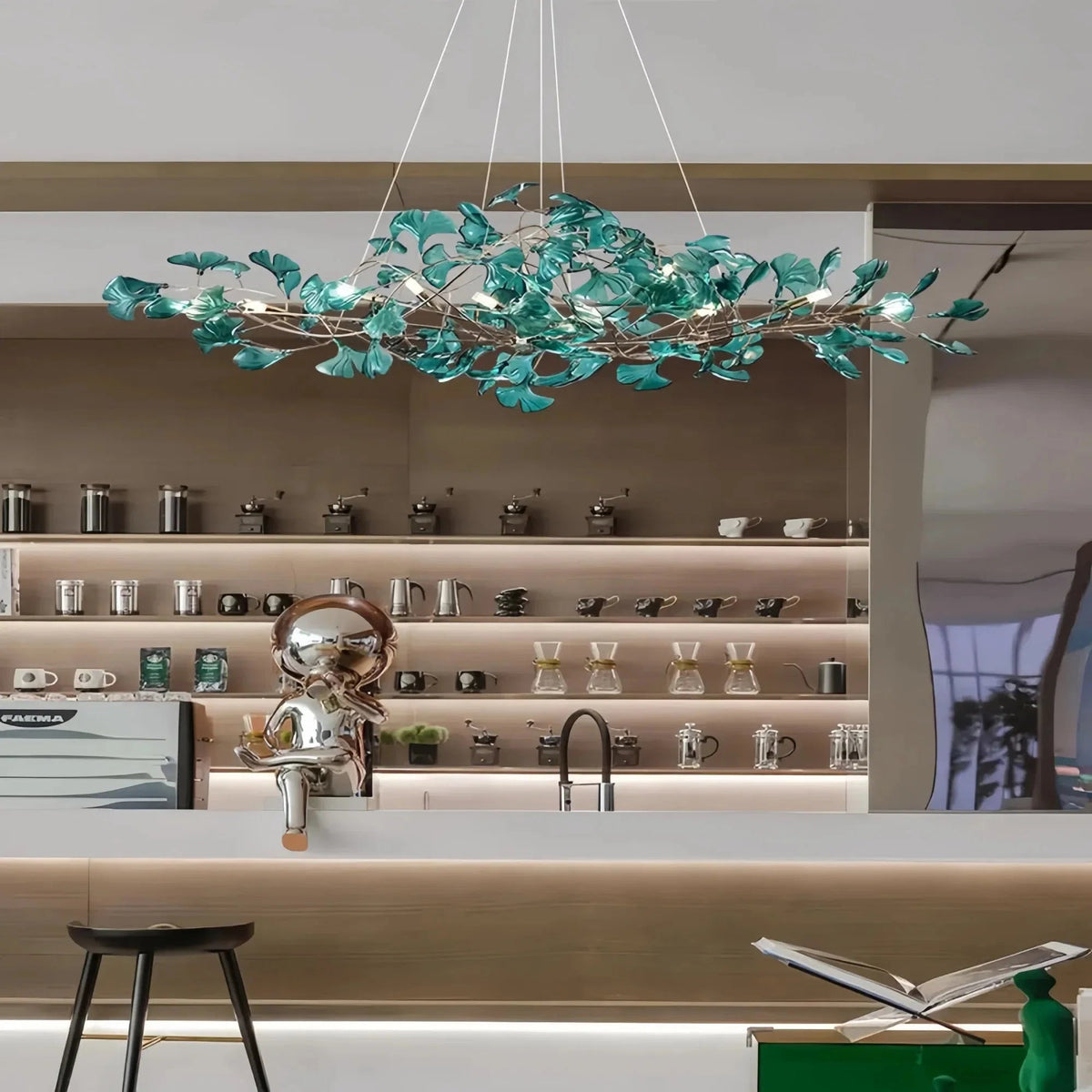 Colorful Glass Ginkgo Leaf Chandelier - Zelno Lighting