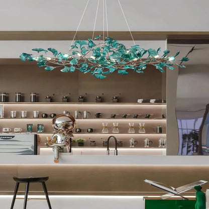 Colorful Glass Ginkgo Leaf Chandelier - Zelno Lighting