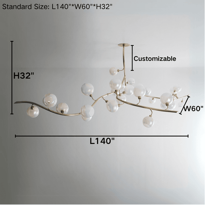 Contemporary Hand-blown Glass Globes Branch Chandelier for Dining Room Living Room and Kitchen Island - Zelno Lighting