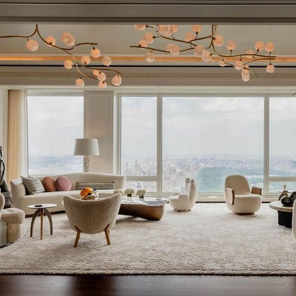 Contemporary Hand-blown Glass Globes Branch Chandelier for Dining Room Living Room and Kitchen Island - Zelno Lighting