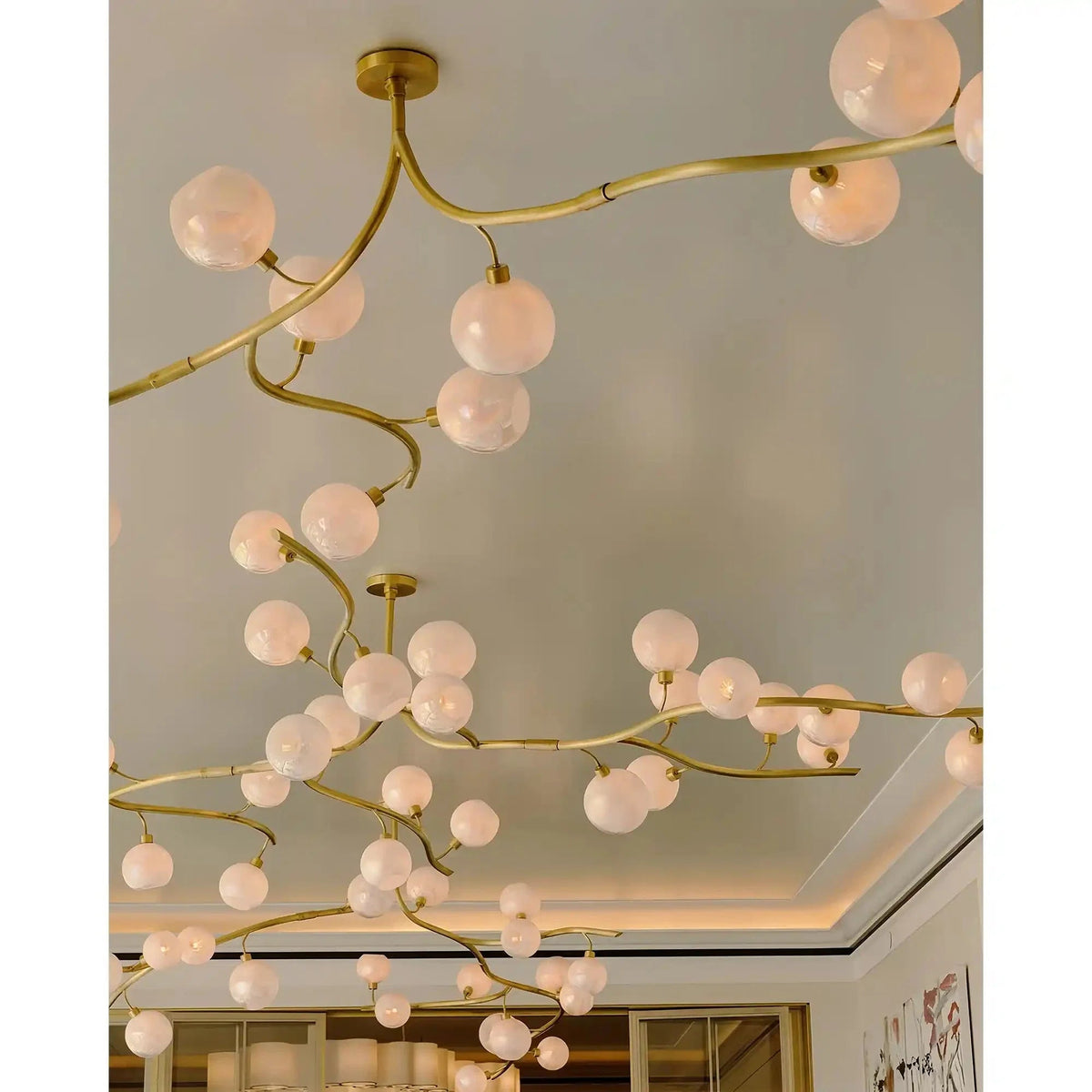 Contemporary Hand-blown Glass Globes Branch Chandelier for Dining Room Living Room and Kitchen Island - Zelno Lighting