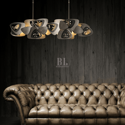 Contemporary Stainless Steel Linear Chandelier - Zelno Lighting