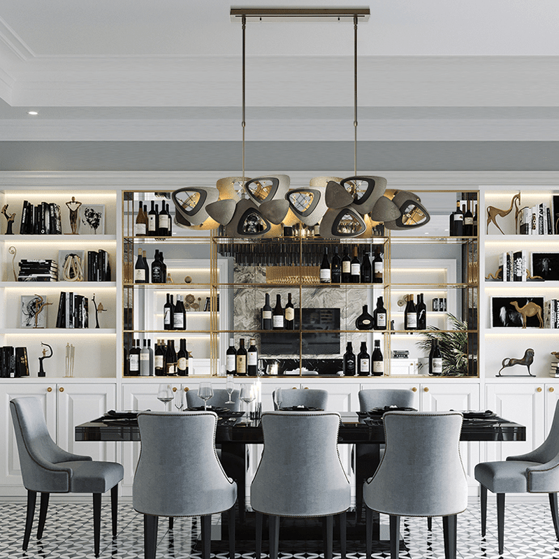 Contemporary Stainless Steel Linear Chandelier - Zelno Lighting