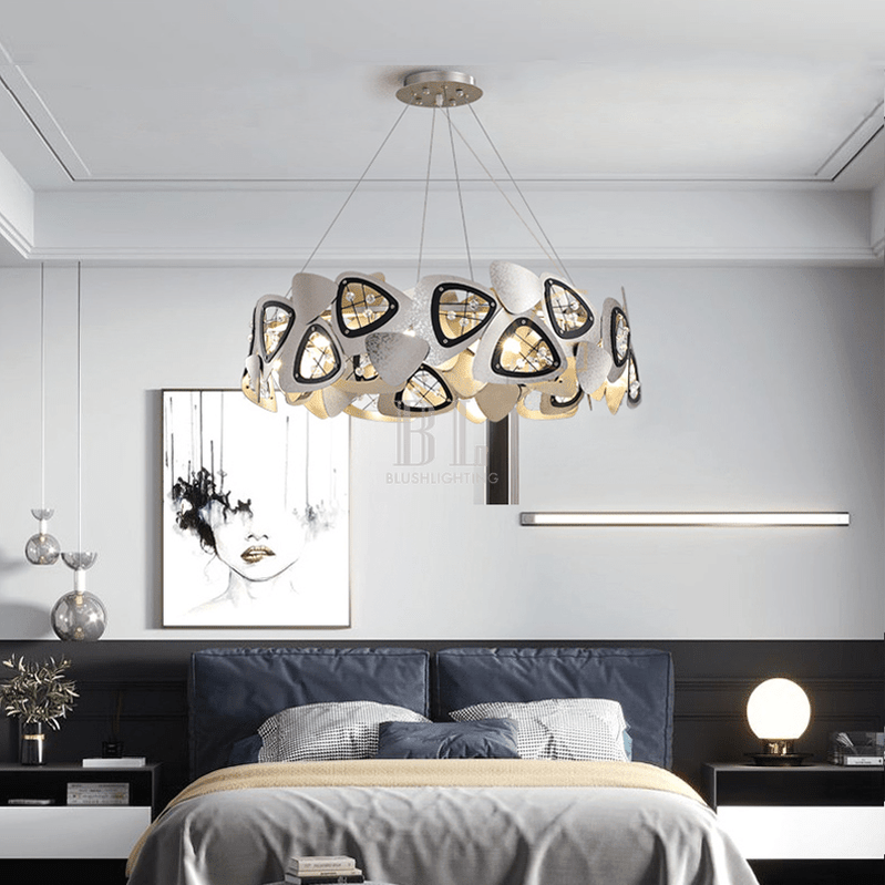 Contemporary Stainless Steel Round Chandelier - Zelno Lighting