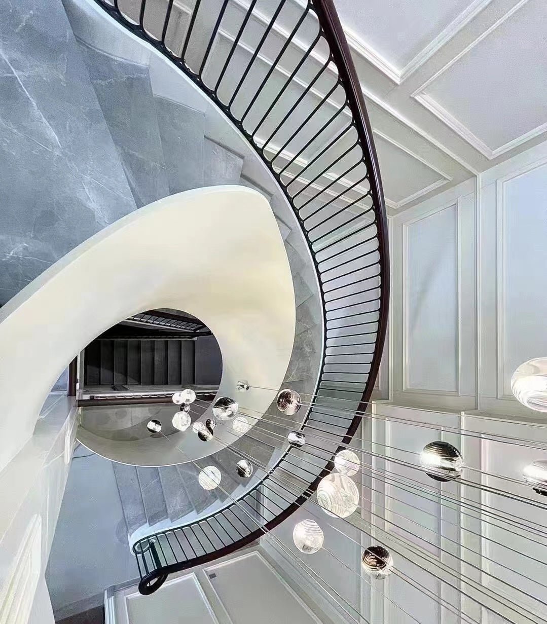 Cosmic Sphere Cascade Glass Chandelier - Zelno Lighting