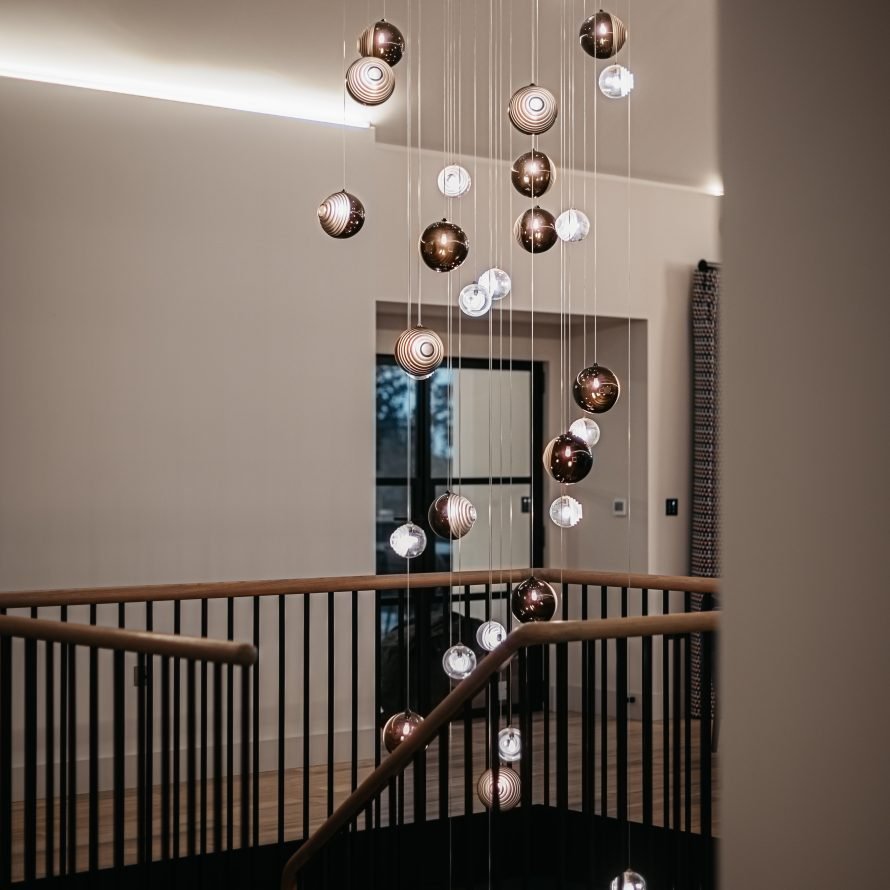 Cosmic Sphere Cascade Glass Chandelier - Zelno Lighting