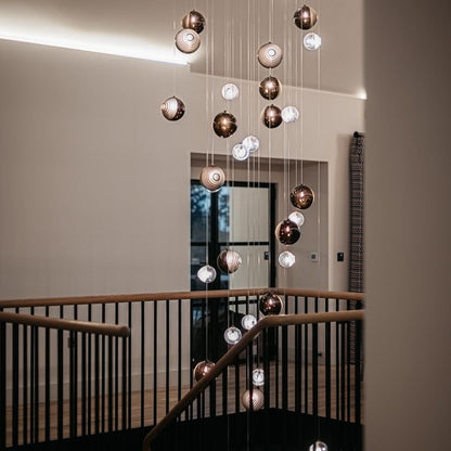 Cosmic Sphere Cascade Glass Chandelier - Zelno Lighting