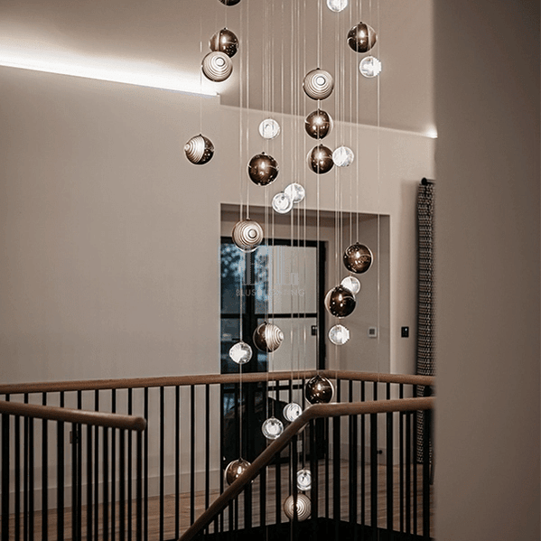 Cosmic Sphere Cascade Glass Chandelier - Zelno Lighting