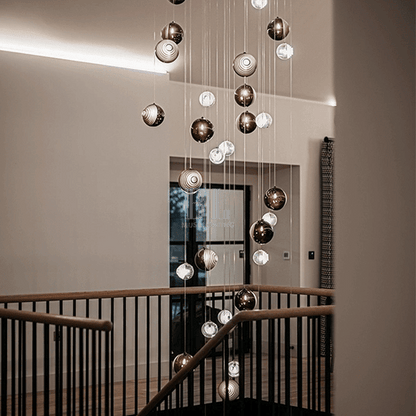 Cosmic Sphere Cascade Glass Chandelier - Zelno Lighting
