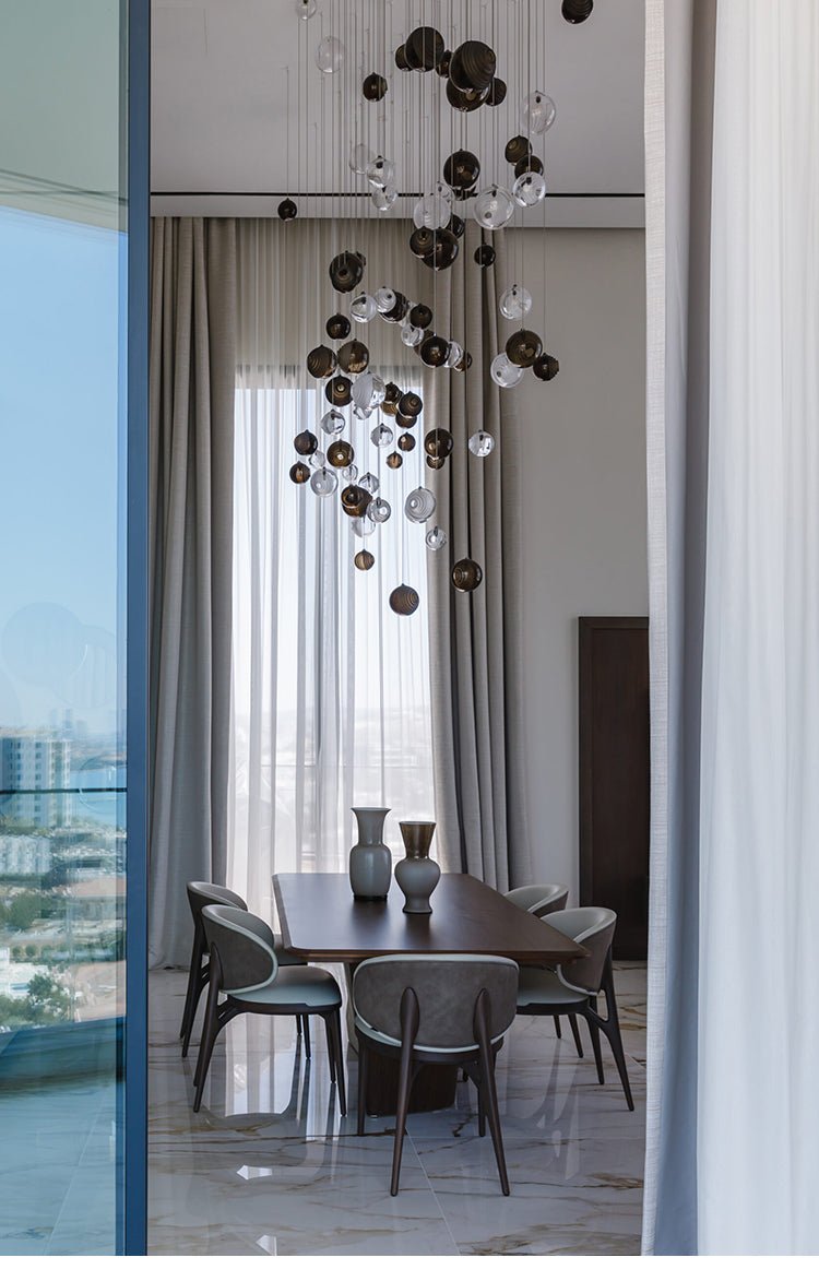 Cosmic Sphere Cascade Glass Chandelier - Zelno Lighting