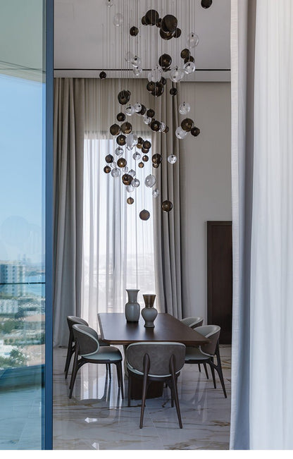 Cosmic Sphere Cascade Glass Chandelier - Zelno Lighting