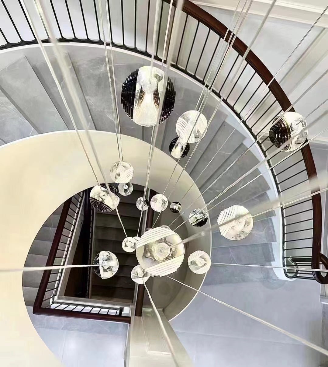 Cosmic Sphere Cascade Glass Chandelier - Zelno Lighting
