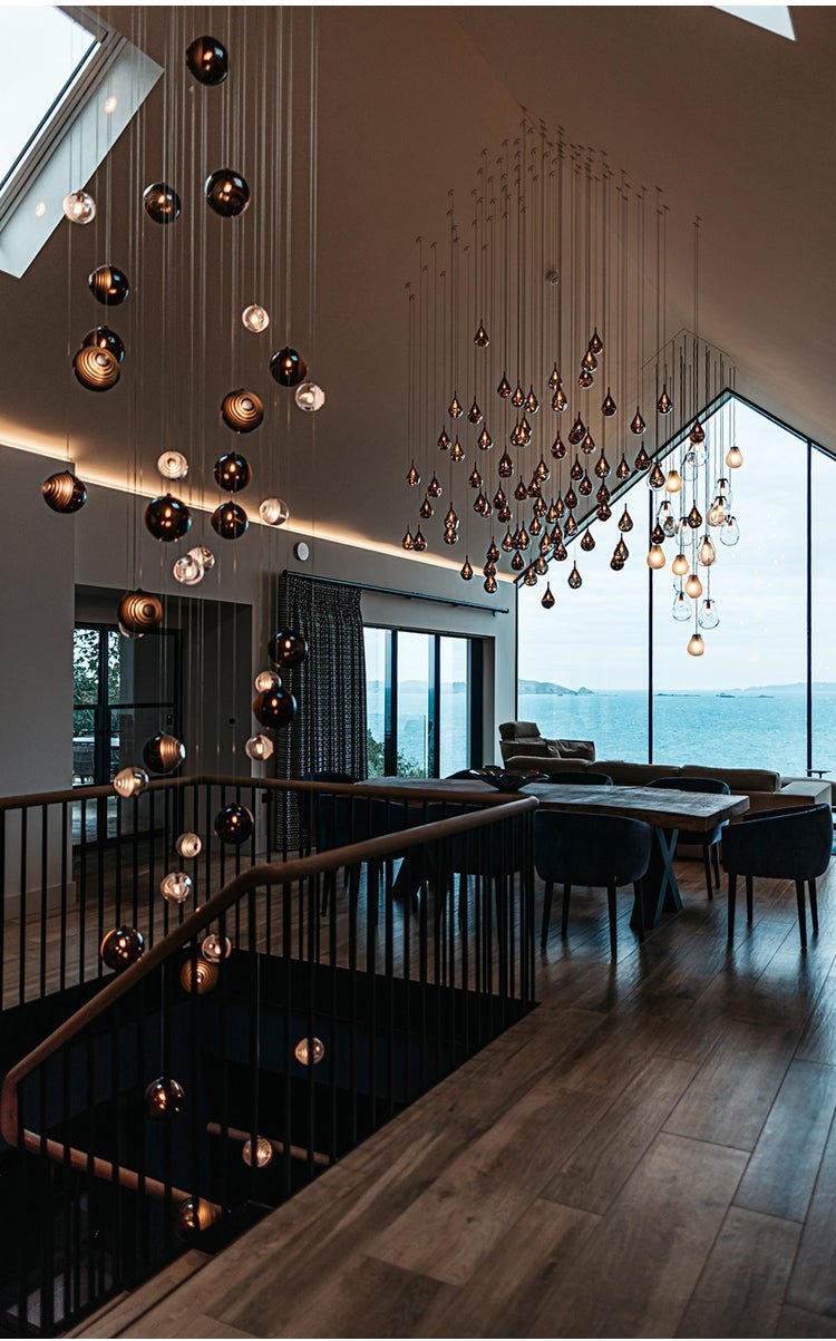 Cosmic Sphere Cascade Glass Chandelier - Zelno Lighting