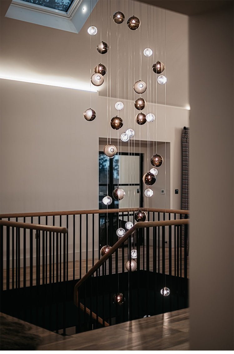 Cosmic Sphere Cascade Glass Chandelier - Zelno Lighting