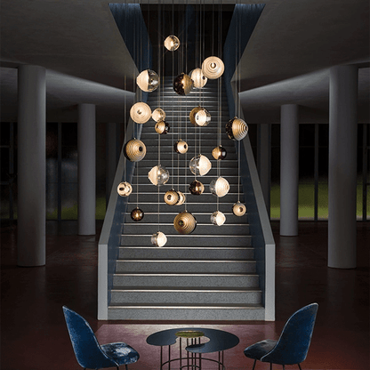 Cosmic Sphere Cascade Glass Chandelier - Zelno Lighting