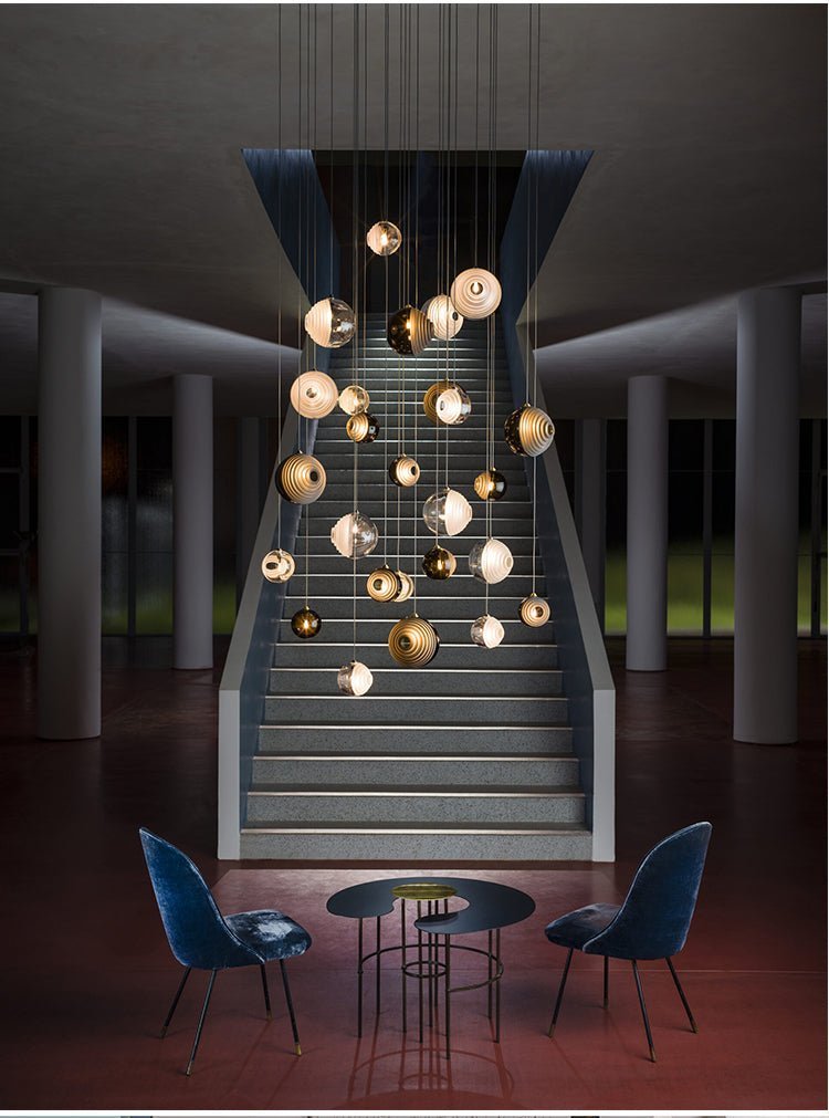 Cosmic Sphere Cascade Glass Chandelier - Zelno Lighting