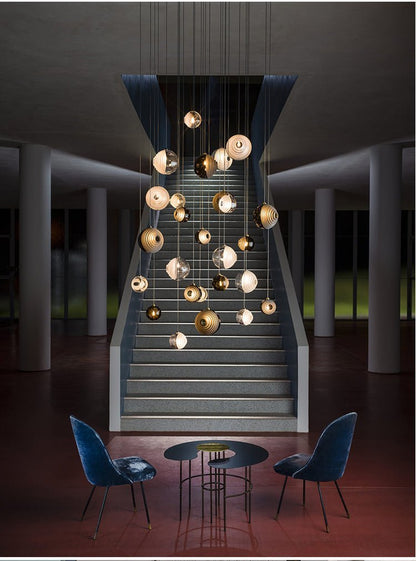 Cosmic Sphere Cascade Glass Chandelier - Zelno Lighting