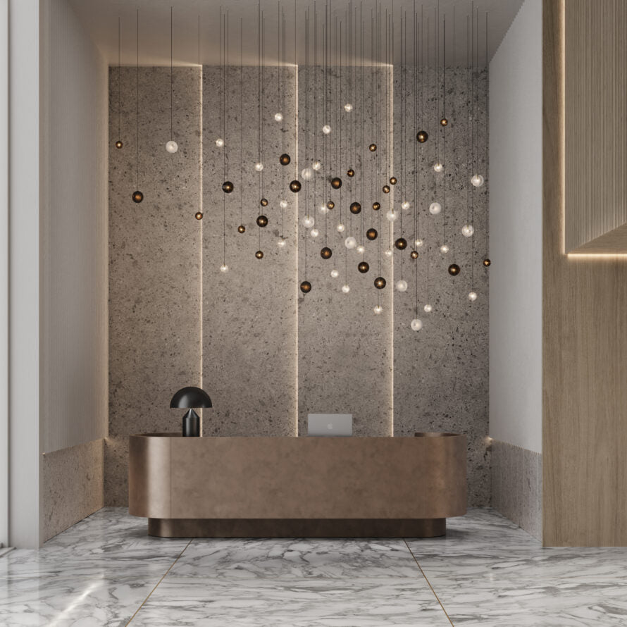 Cosmic Sphere Cascade Glass Chandelier - Zelno Lighting