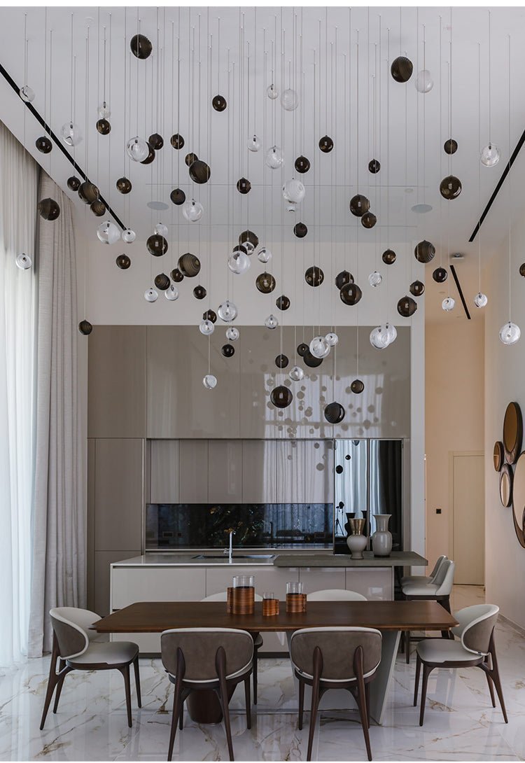 Cosmic Sphere Cascade Glass Chandelier - Zelno Lighting