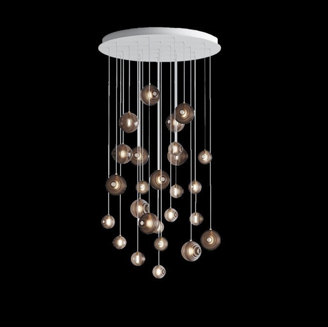 Cosmic Sphere Cascade Glass Chandelier - Zelno Lighting