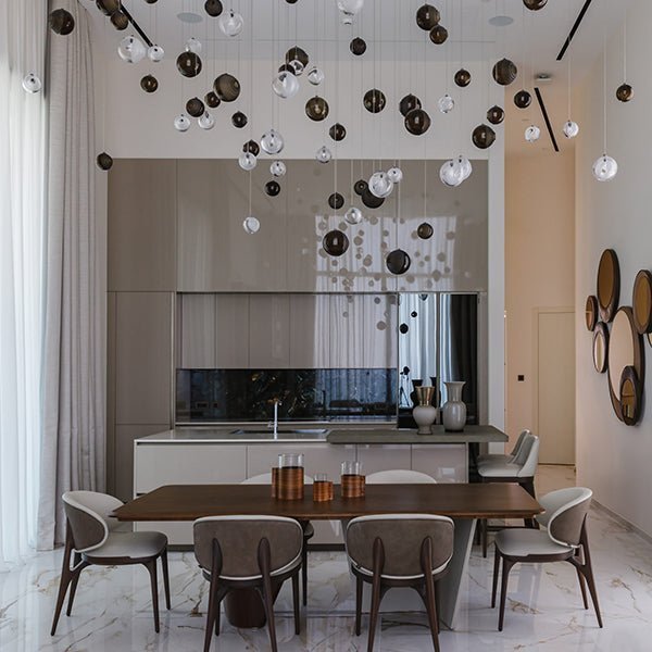 Cosmic Sphere Cascade Glass Chandelier - Zelno Lighting