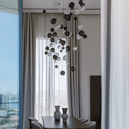 Cosmic Sphere Cascade Glass Chandelier - Zelno Lighting
