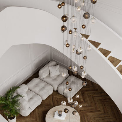 Cosmic Sphere Cascade Glass Chandelier - Zelno Lighting