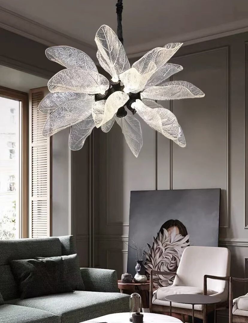 Creative Bionic Resin Leaves Chandelier for Living Room/Dining Room/Staircase - Zelno Lighting