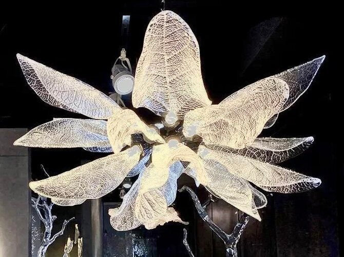 Creative Bionic Resin Leaves Chandelier for Living Room/Dining Room/Staircase - Zelno Lighting