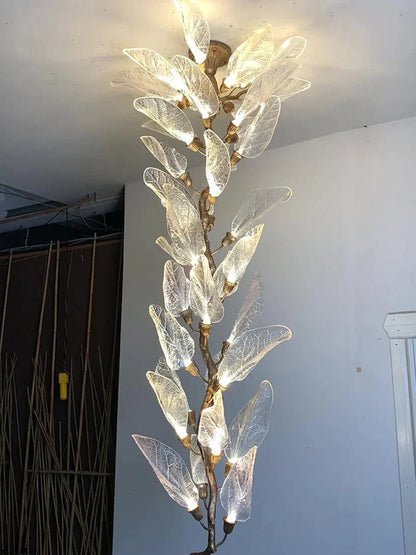 Creative Bionic Resin Leaves Chandelier for Living Room/Dining Room/Staircase - Zelno Lighting