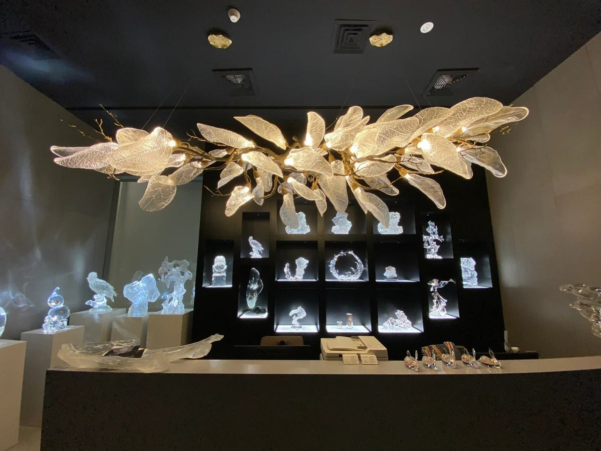 Creative Bionic Resin Leaves Chandelier for Living Room/Dining Room/Staircase - Zelno Lighting