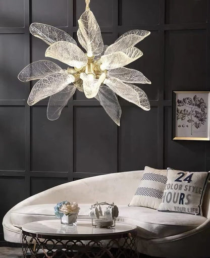 Creative Bionic Resin Leaves Chandelier for Living Room/Dining Room/Staircase - Zelno Lighting