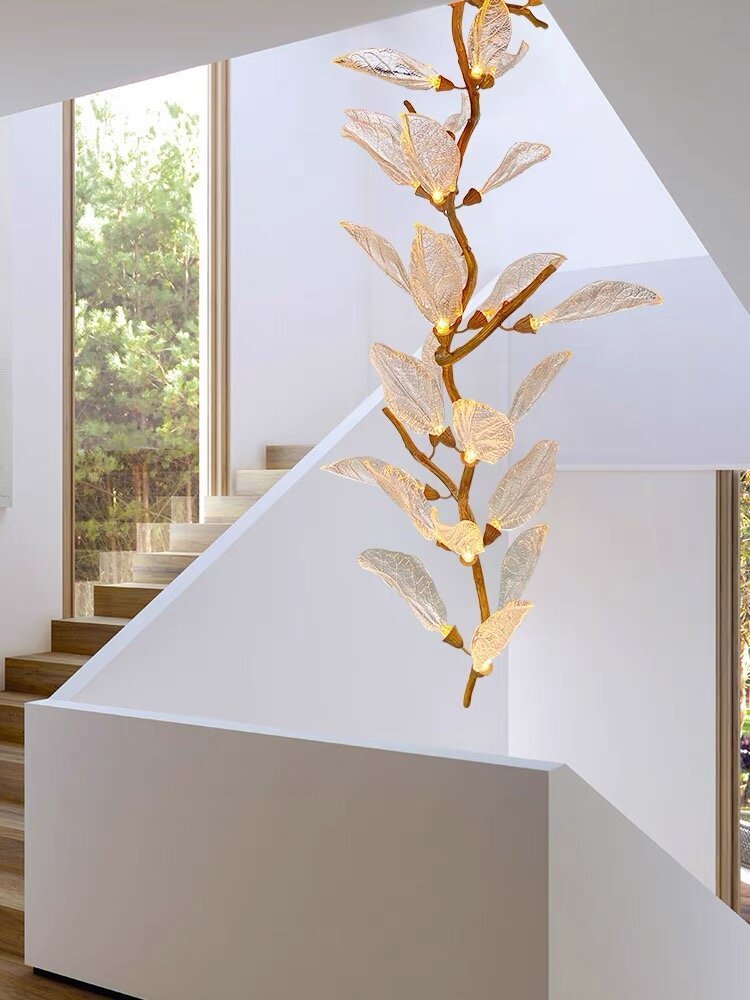 Creative Bionic Resin Leaves Chandelier for Living Room/Dining Room/Staircase - Zelno Lighting