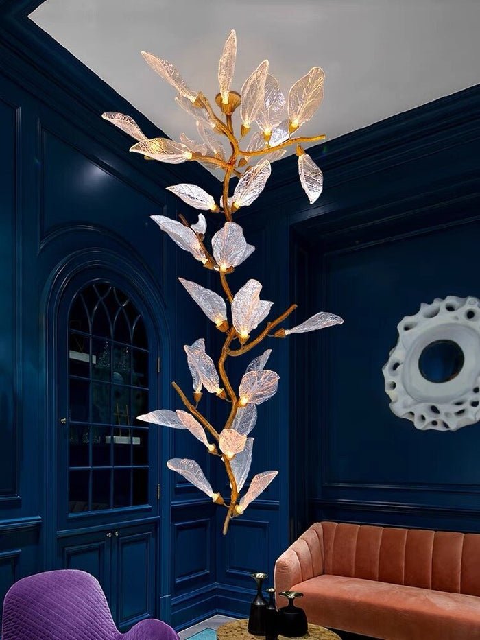 Creative Bionic Resin Leaves Chandelier for Living Room/Dining Room/Staircase - Zelno Lighting