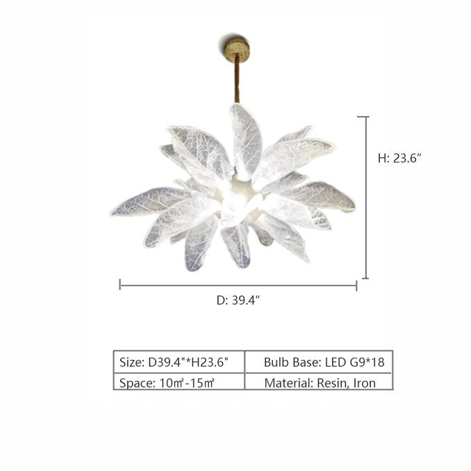 Creative Bionic Resin Leaves Chandelier for Living Room/Dining Room/Staircase - Zelno Lighting