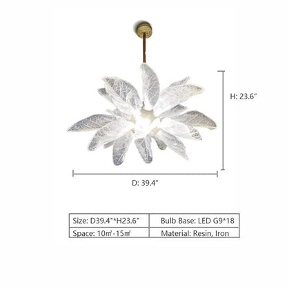 Creative Bionic Resin Leaves Chandelier for Living Room/Dining Room/Staircase - Zelno Lighting