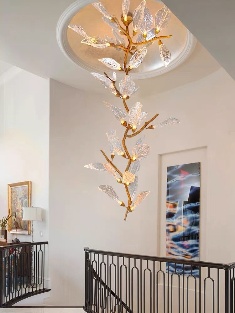 Creative Bionic Resin Leaves Chandelier for Living Room/Dining Room/Staircase - Zelno Lighting