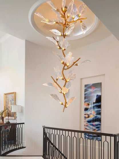 Creative Bionic Resin Leaves Chandelier for Living Room/Dining Room/Staircase - Zelno Lighting