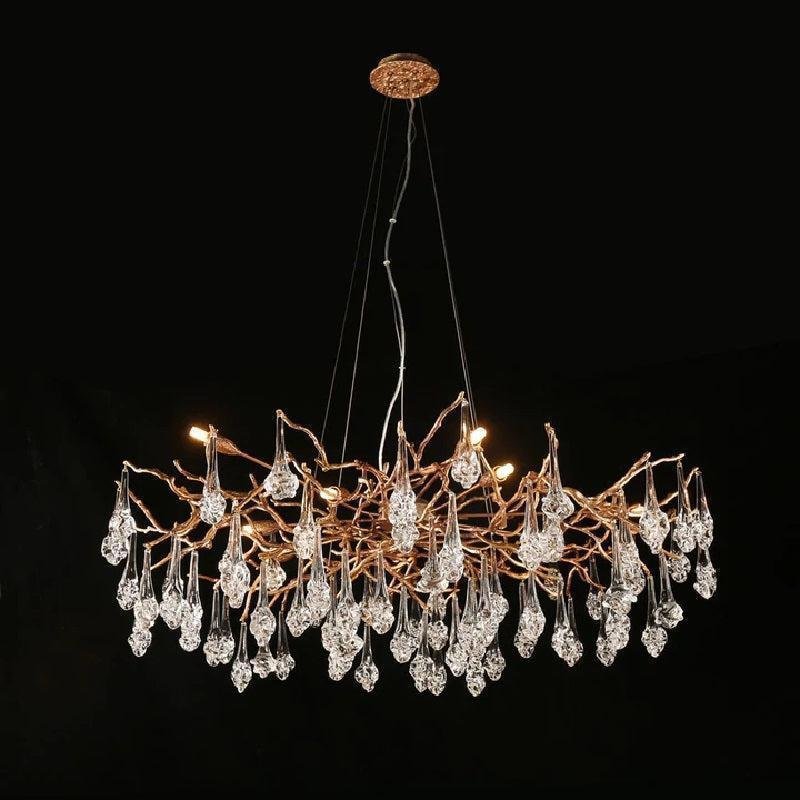 Creative Rose Crystal Brass Branch Chandelier - Zelno Lighting