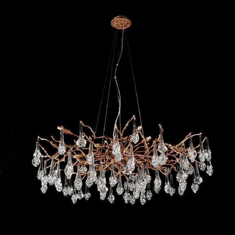 Creative Rose Crystal Brass Branch Chandelier - Zelno Lighting