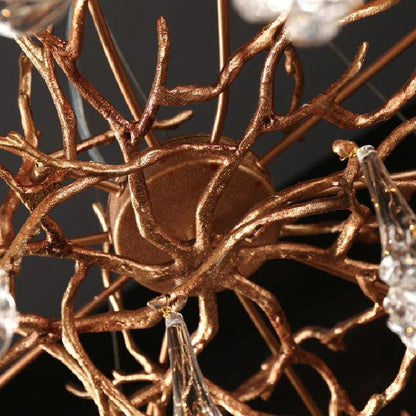 Creative Rose Crystal Brass Branch Chandelier - Zelno Lighting