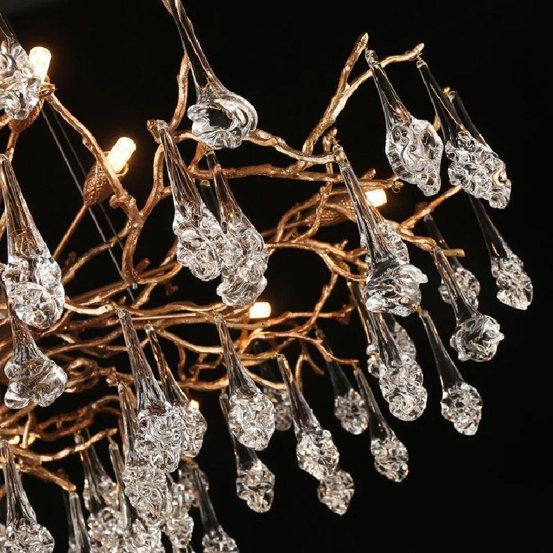 Creative Rose Crystal Brass Branch Chandelier - Zelno Lighting