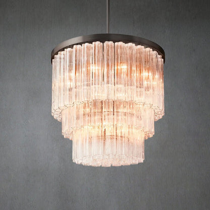 Crelo Round 3-Tier Murano Glass Chandelier 36" - Zelno