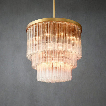 Crelo Round 3-Tier Murano Glass Chandelier 36" - Zelno