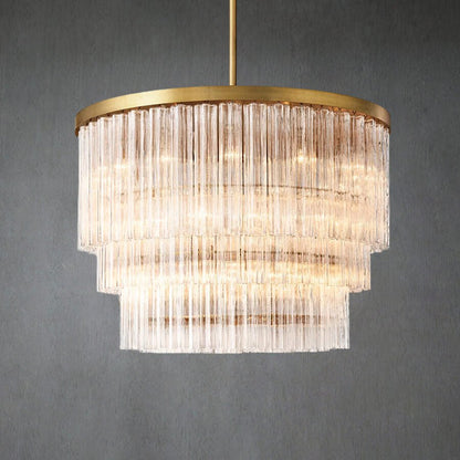 Crelo Round 3-Tier Murano Glass Chandelier 48" - Zelno