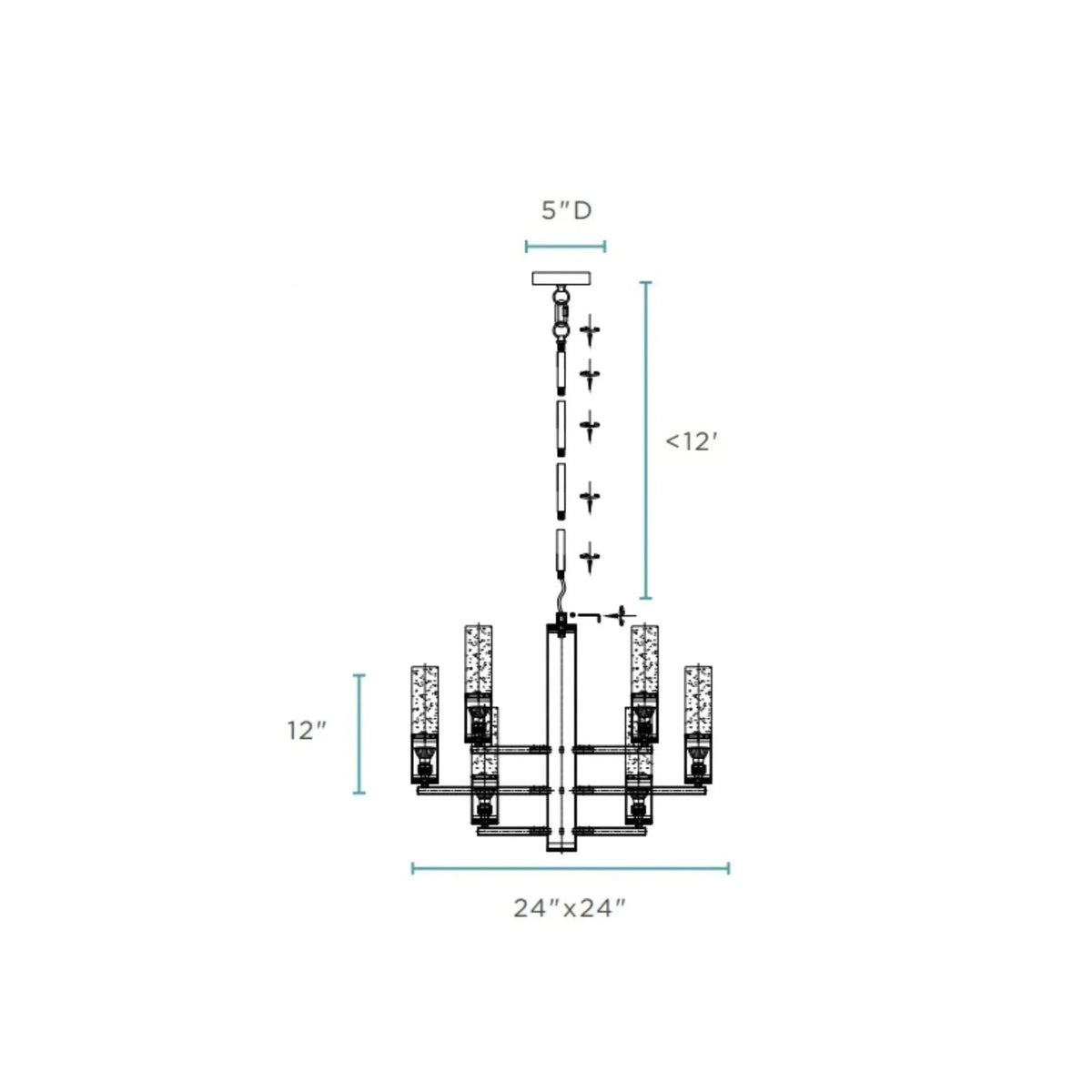 Crystal Cylinders Chandelier 16 Lights Dimmable - Zelno Lighting